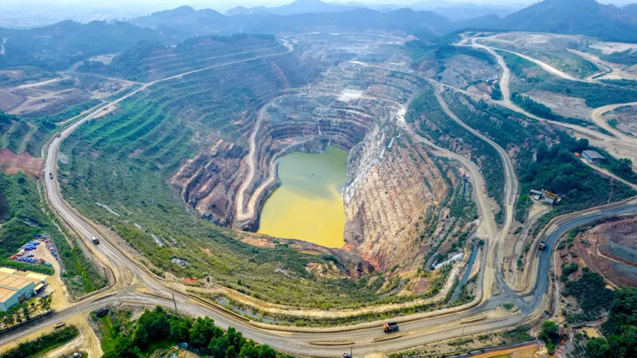 Aerial view of Nui Phao Mine — the largest tungsten mine outside China