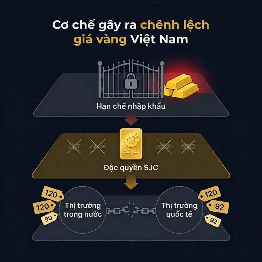Three-layer mechanism creating Vietnam's gold price premium