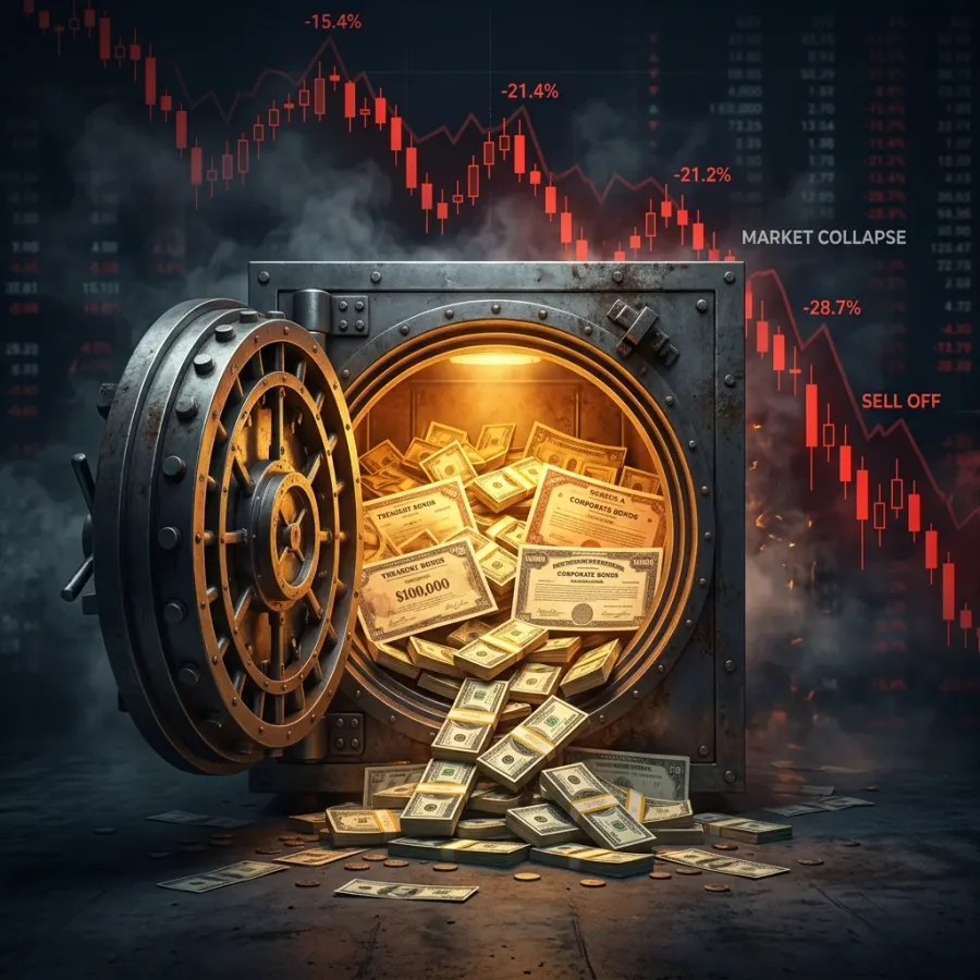 Illustration of cash as a weapon during market volatility