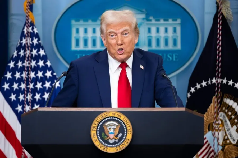 President Trump speaking at the White House