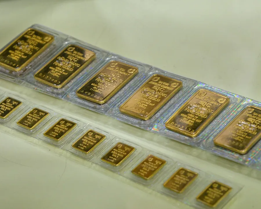 SJC gold bars in vault