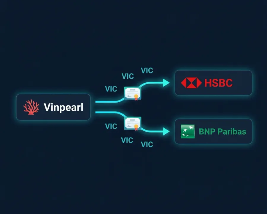 Diagram of VIC share transfer from Vinpearl to international custodians
