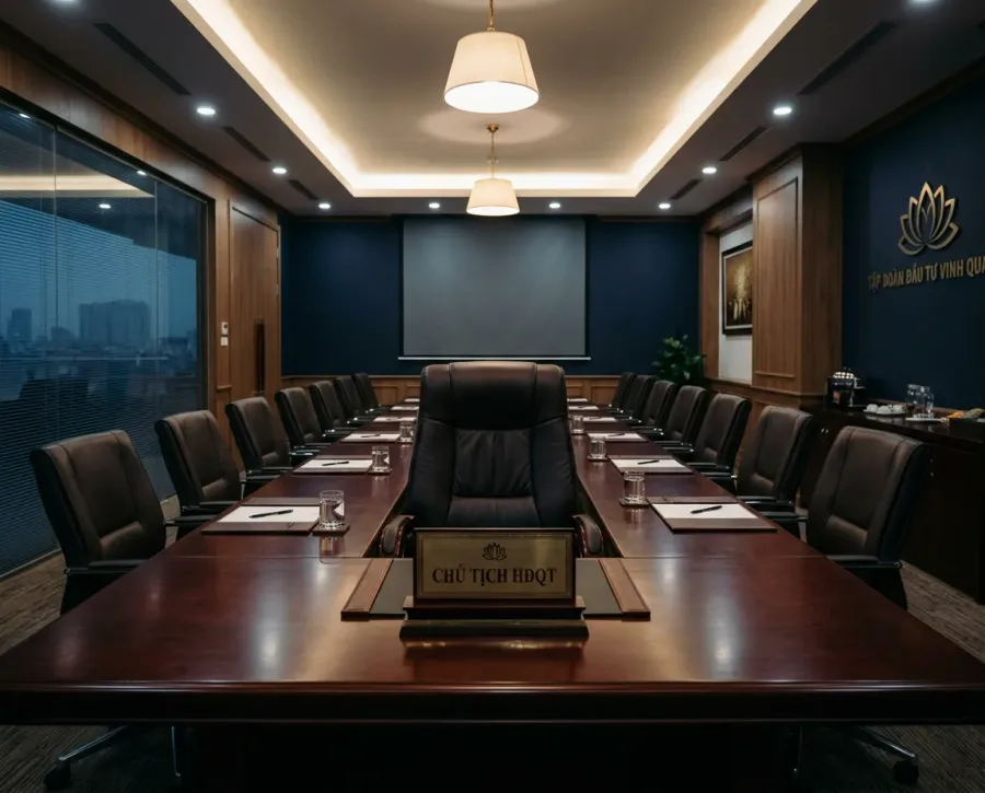DGC boardroom with the Chairman's seat vacant — symbolizing a governance transition