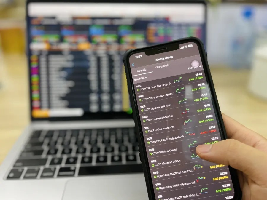 Vietnamese retail investor tracking portfolio on phone