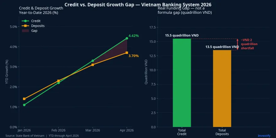 Credit vs. deposit growth gap across the banking system, 2026