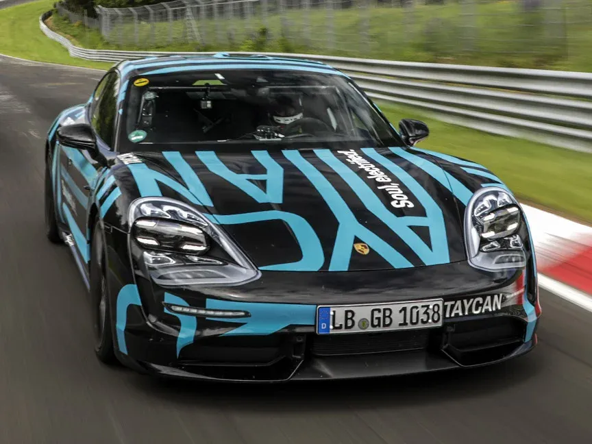 Porsche Taycan on the track