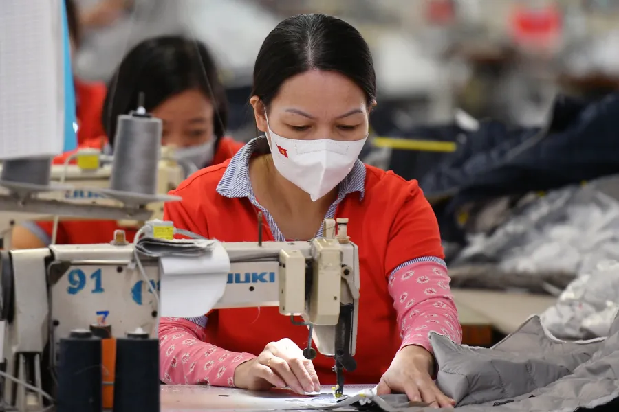 Vietnamese workers at a garment factory, Vietnam's largest labor-intensive export industry