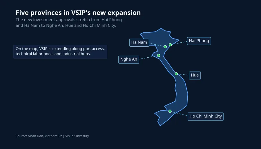 Map of provinces in VSIP's latest expansion