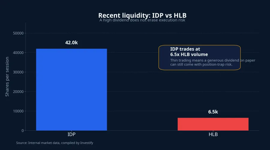 Recent liquidity comparison between IDP and HLB