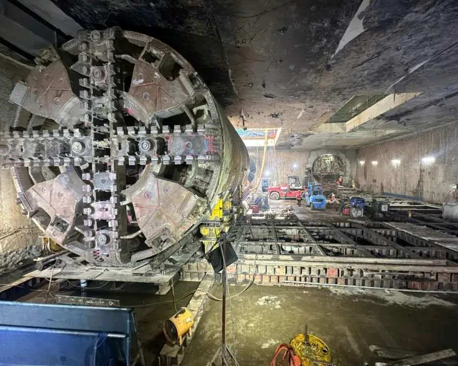 Tunnel-boring machinery at a metro worksite
