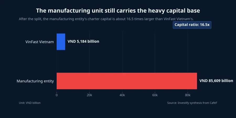 Charter capital comparison between the two entities