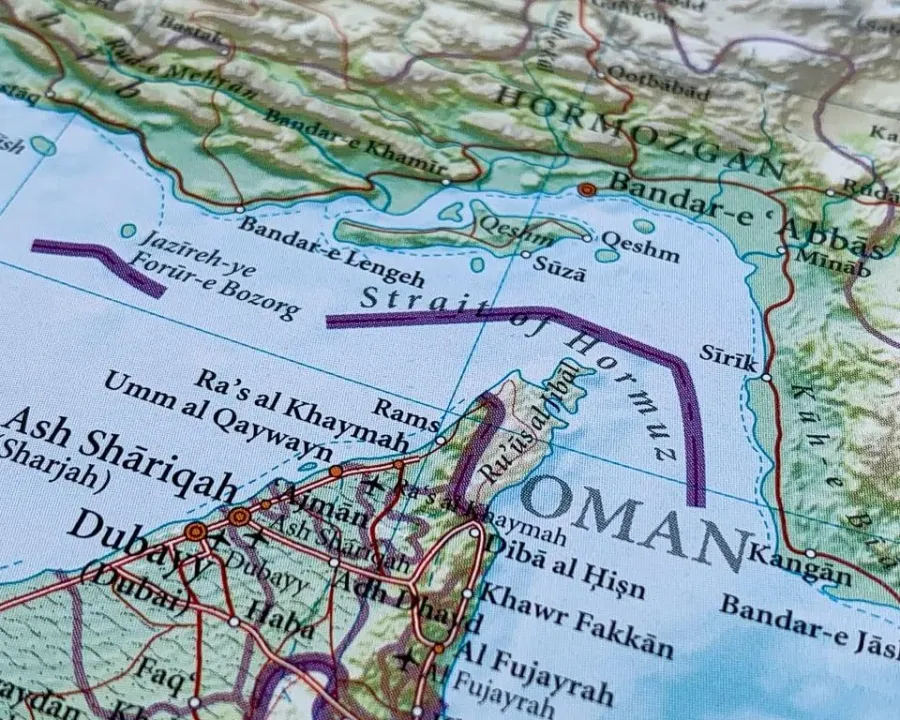 Map of the Strait of Hormuz