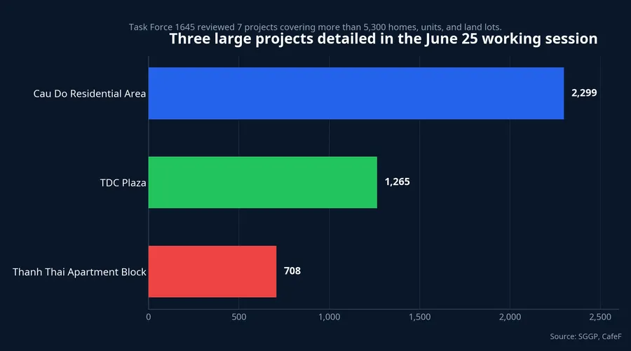 Scale of the three large projects highlighted in the June 25 session