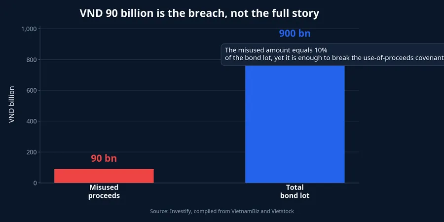 Comparison between the misused proceeds and the full bond lot