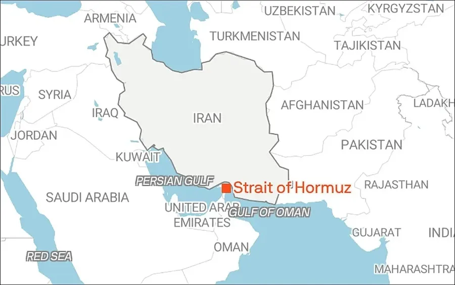 Map of the Strait of Hormuz