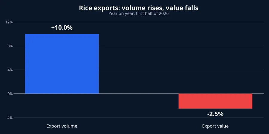 Rice export volume and value changes