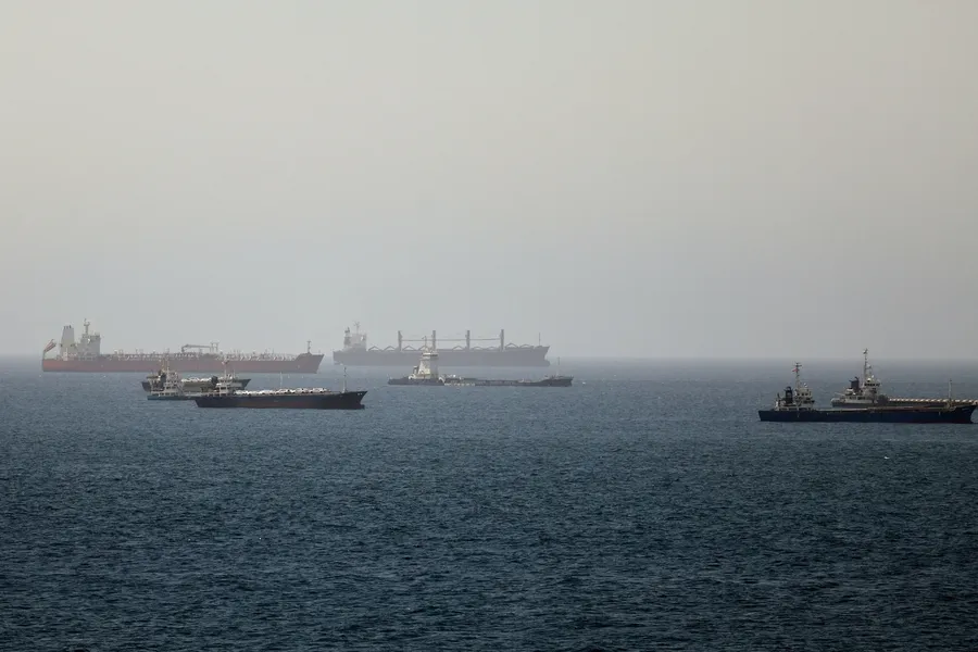 Commercial vessels in the Hormuz area