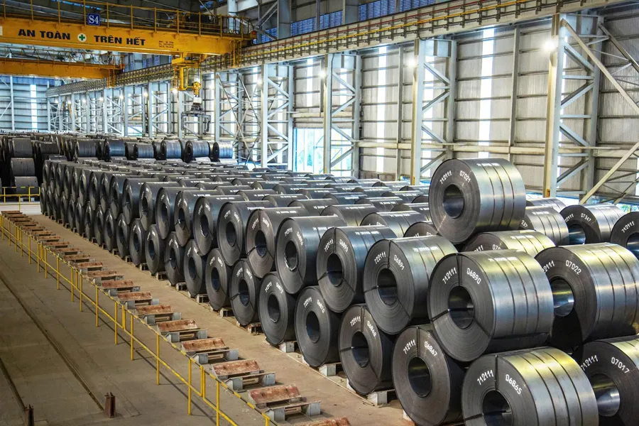 Steel coils at a factory