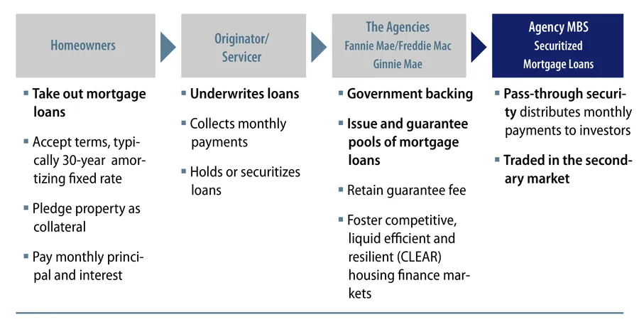 Cash-flow path from homeowners to mortgage-backed securities