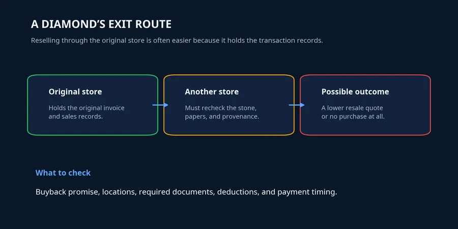 A diamond resale exit route