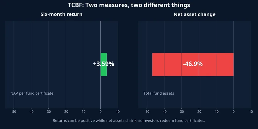 TCBF has a positive return while net assets decline