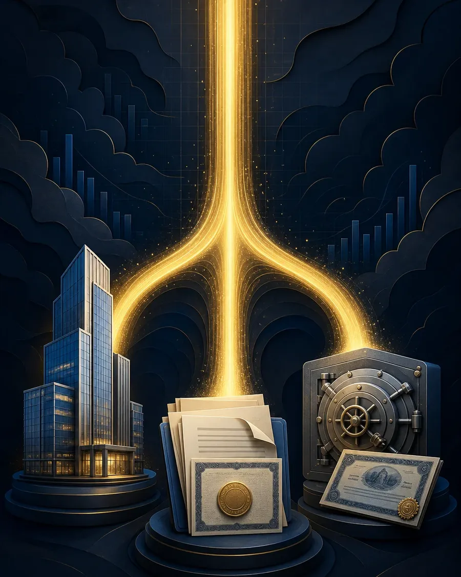 Illustration of cash taking different paths in a transaction