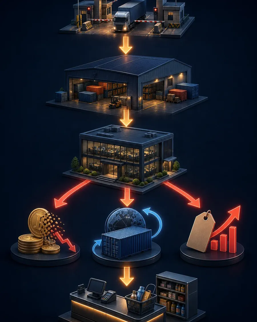 Illustration of cost transmission from the border