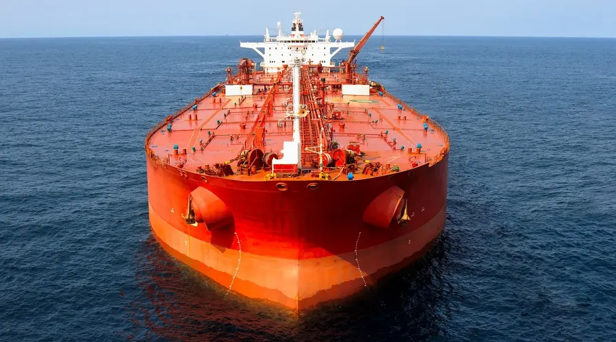 Oil tanker on a maritime route