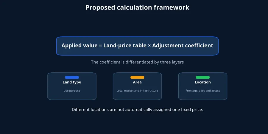 Proposed land-price calculation framework