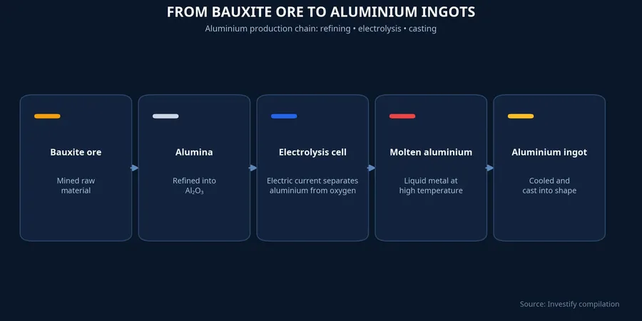 Process from bauxite ore to aluminium ingots
