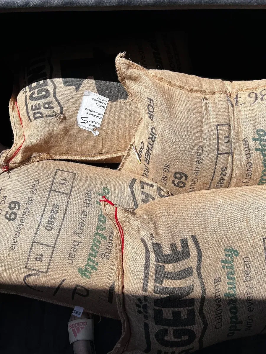 Coffee bags at a delivery warehouse