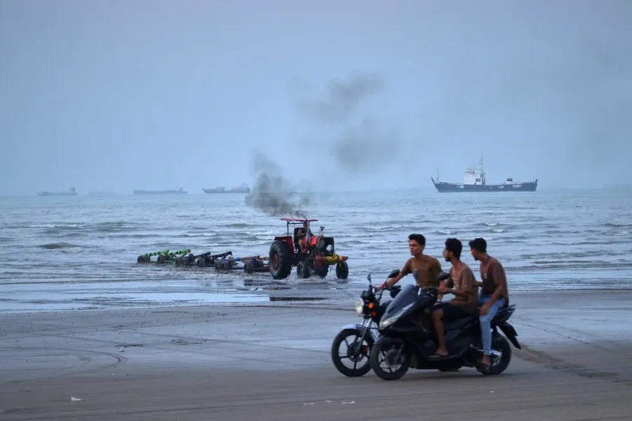 Commercial vessels in tense regional waters