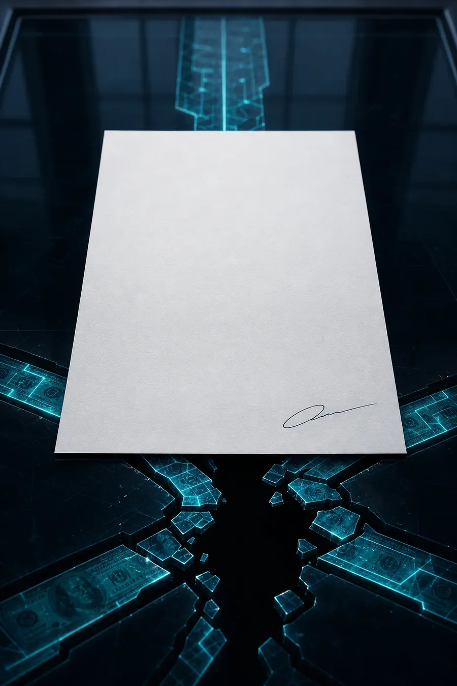 An illustration of a signed agreement and an unresolved cash-flow gap