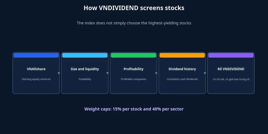 How VNDIVIDEND screens stocks