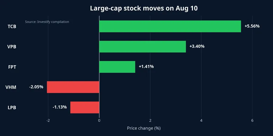 Large-cap moves during the Aug 10 session