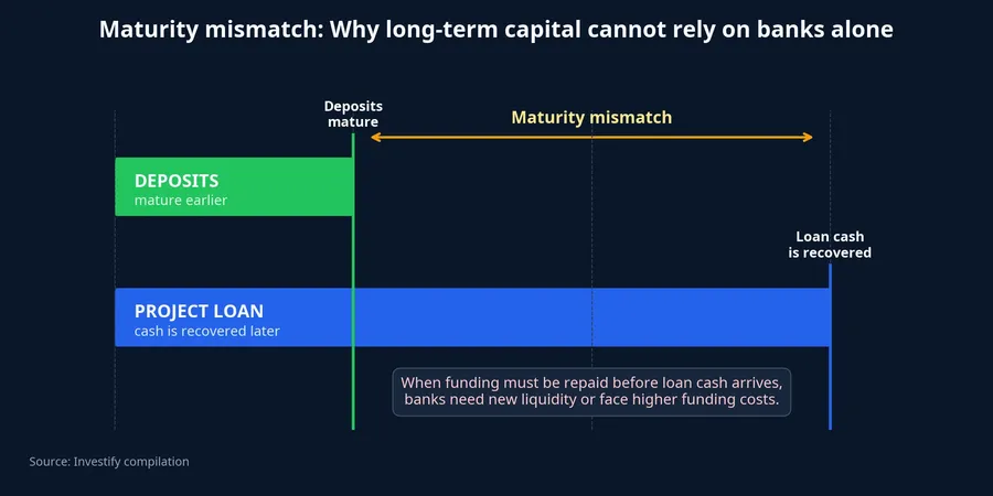 Diagram of the gap between deposits and project loans