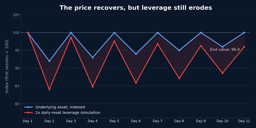 Illustration of daily leverage reset effects