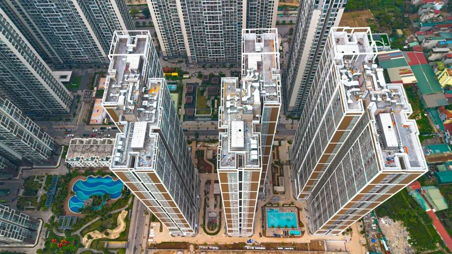 Aerial view of apartment towers
