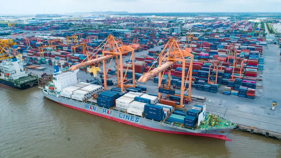 Container port showing the flow of goods into the economy