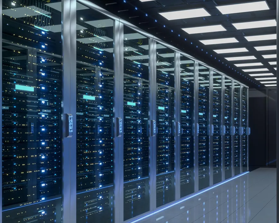 Rows of servers in a data center