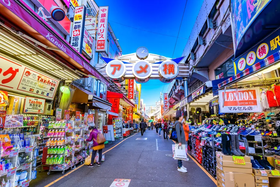 Shoppers on a Tokyo retail street