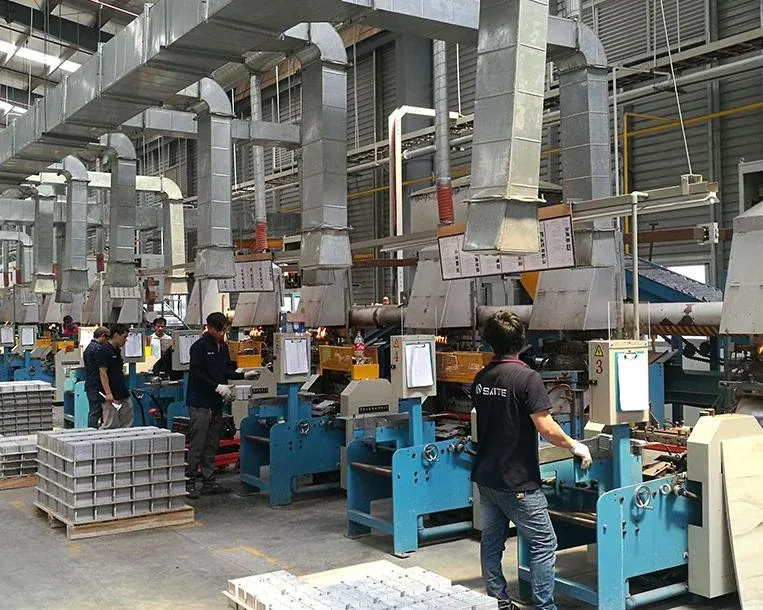 Production line inside a battery factory