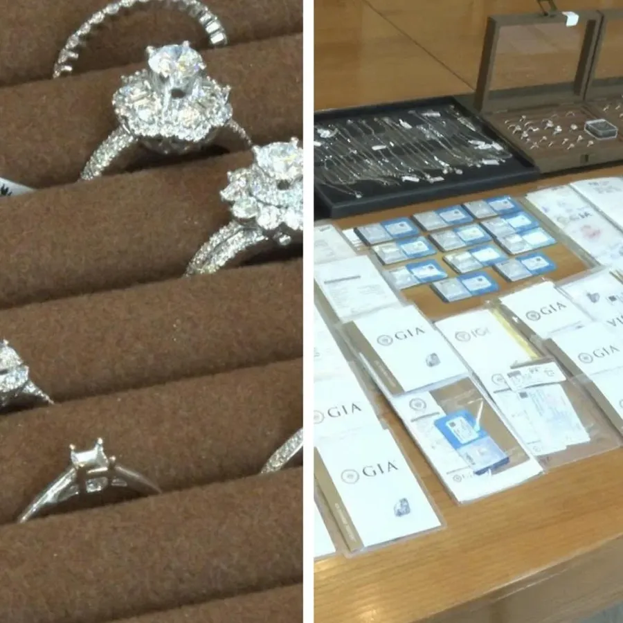 Seized diamonds and grading certificates from the cross-border smuggling case