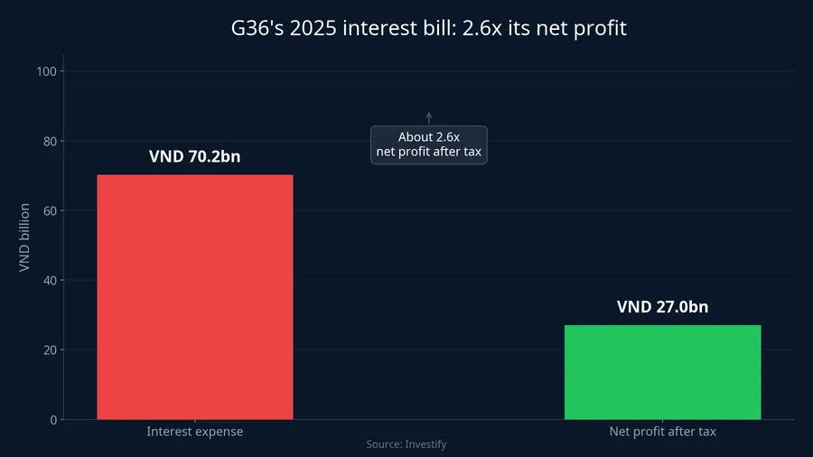 G36's interest expense is 2.6x its net profit after tax