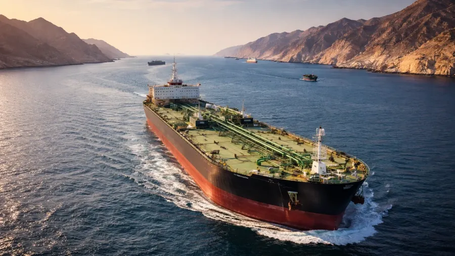 Oil tanker transiting the Strait of Hormuz