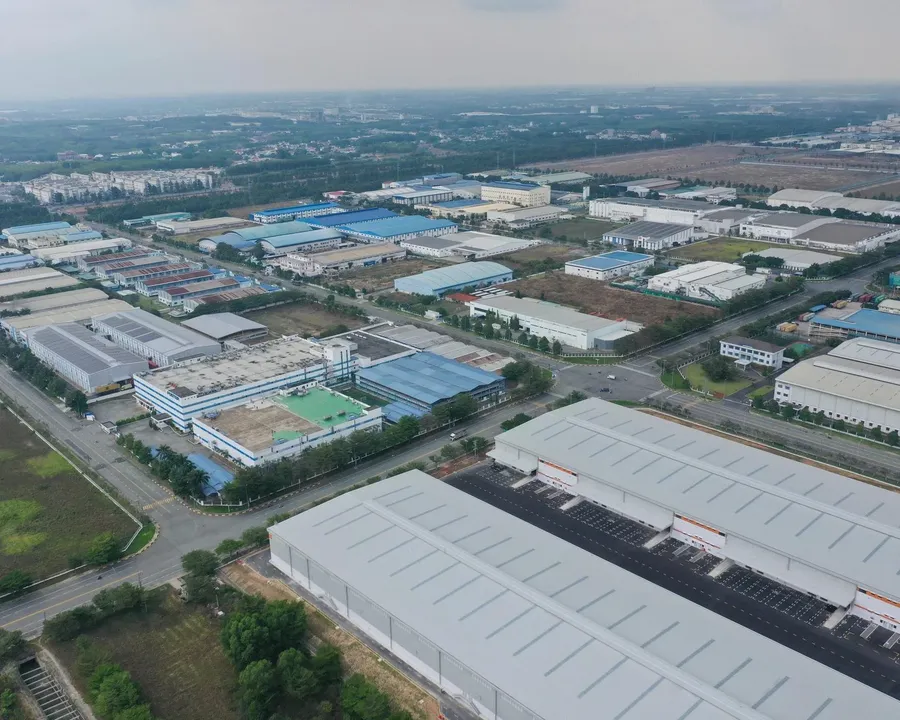 Aerial view of an industrial park