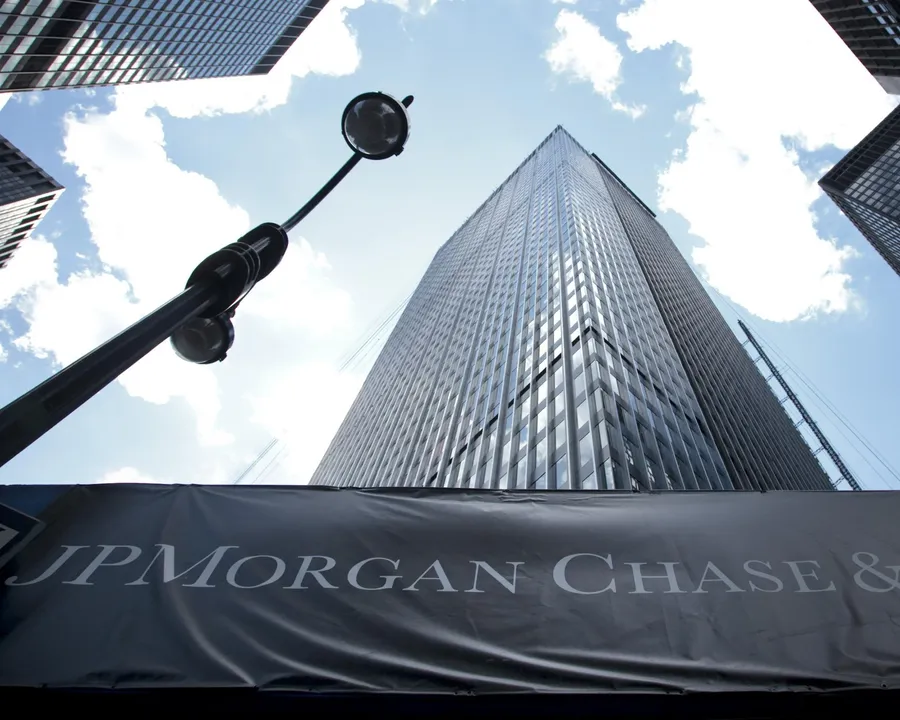 JPMorgan Chase headquarters building viewed from below