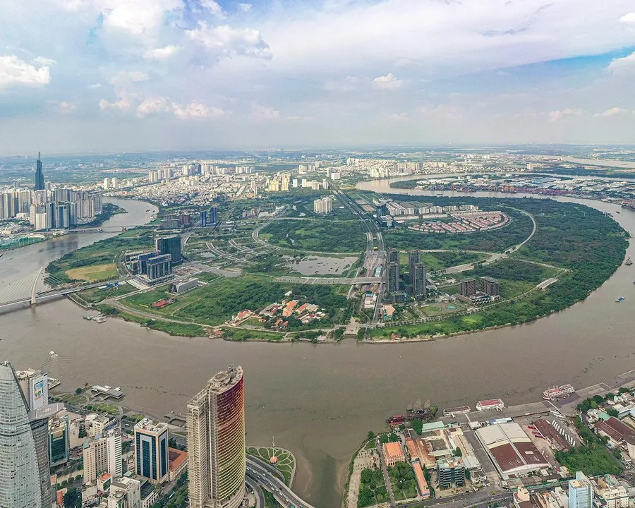 Thu Thiem new urban area from above, where CII holds its BT land bank