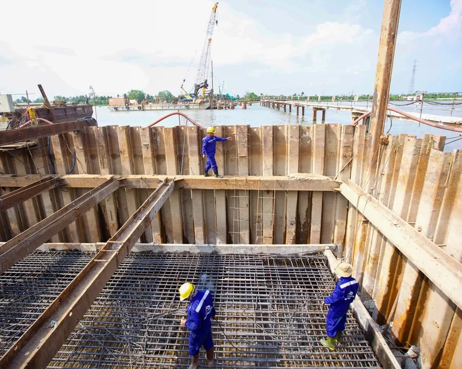 Infrastructure construction site in the Mekong Delta