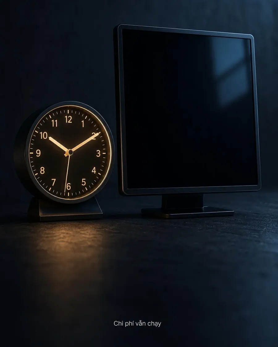 A clock still running next to a dark trading screen